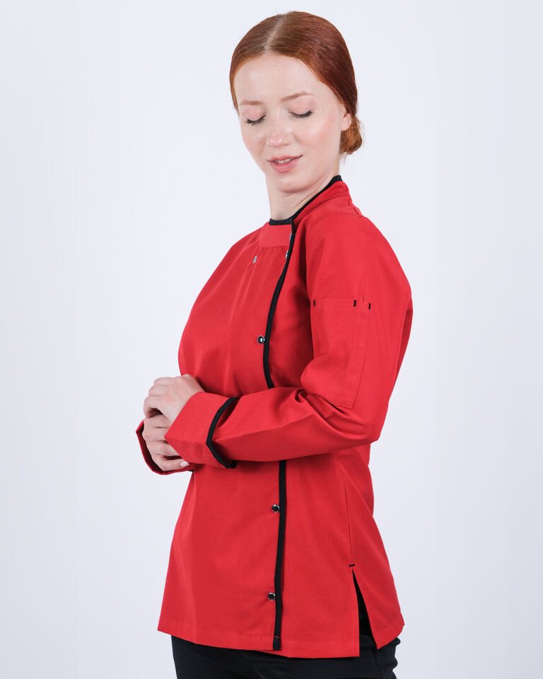 Kırmızı Alpaka Aşçı Ceketi