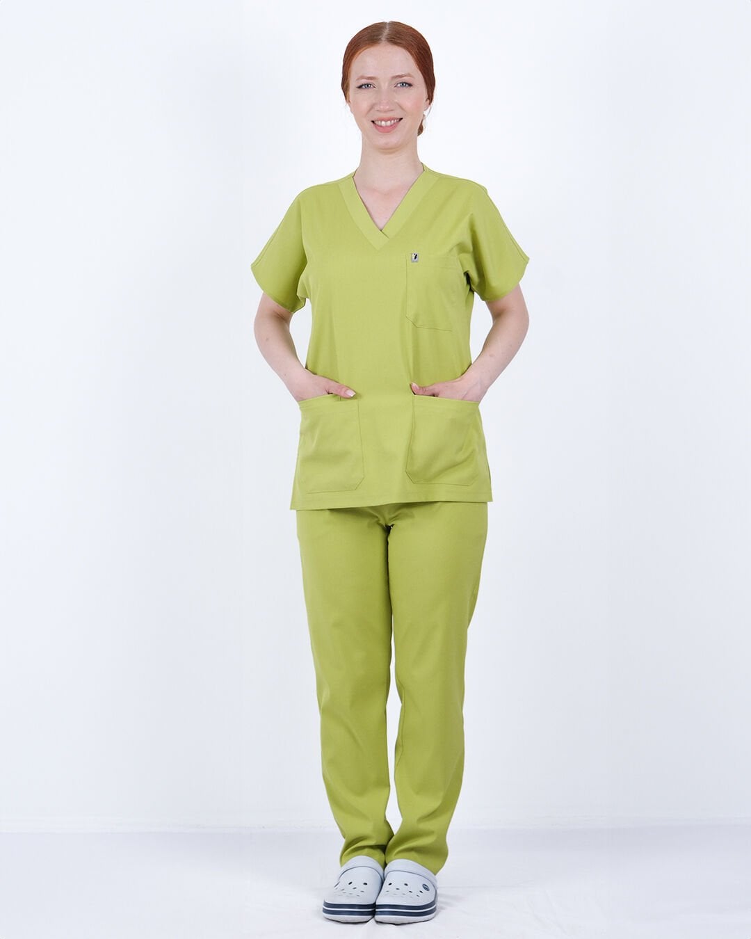 Antep Fıstığı Likralı Cerrahi Kol Takım