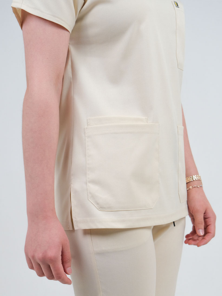 Taş Rengi Taş Rengi Likralı Cerrahi Kol Tek Üst