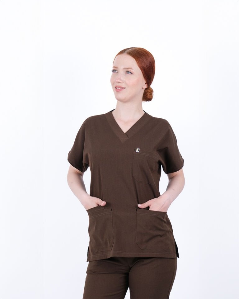 Acı Kahve Likralı Cerrahi Kol Takım