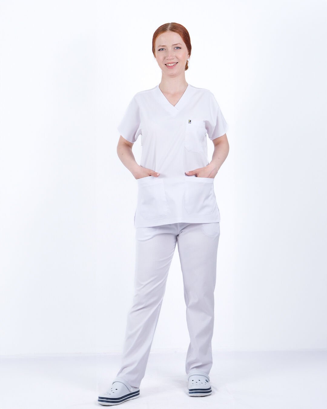 Beyaz Likralı Cerrahi Kol Takım