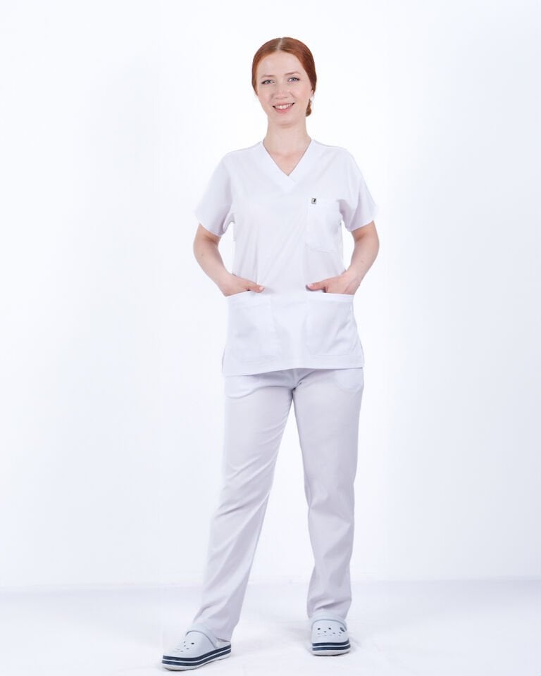 Beyaz Likralı Cerrahi Kol Takım