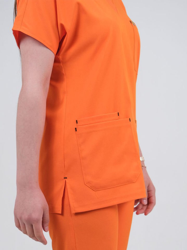 Turuncu Likralı Cerrahi Kol Tek Üst