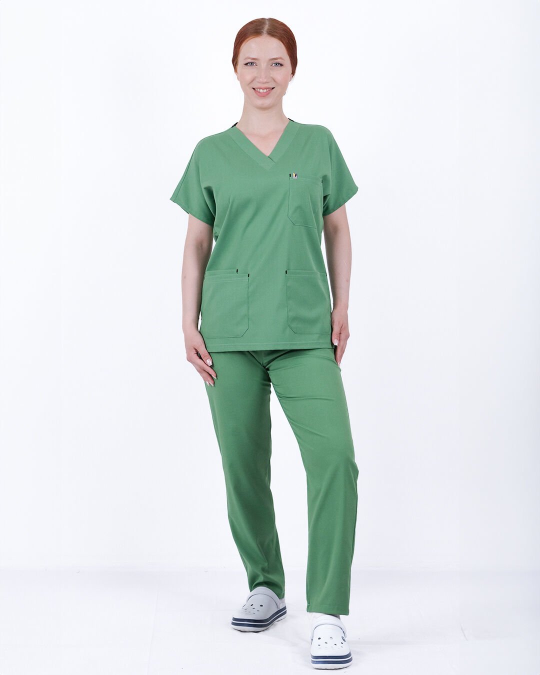 Fıstık Yeşili Likralı Cerrahi Kol Takım