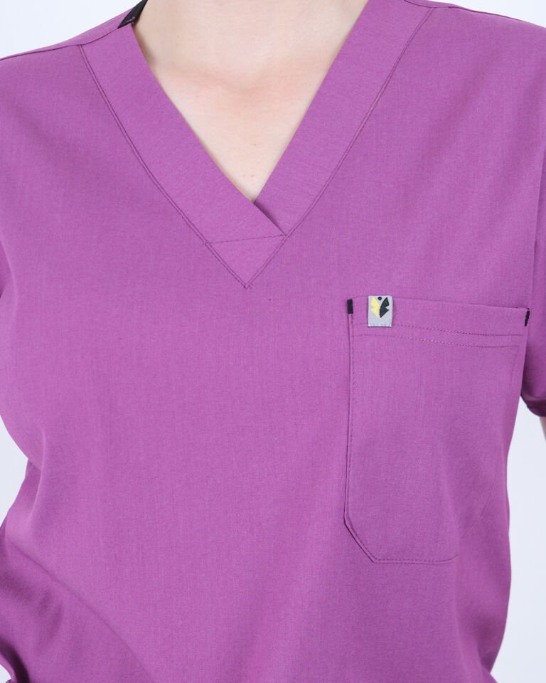 Açık Mor Likralı Cerrahi Kol Tek Üst