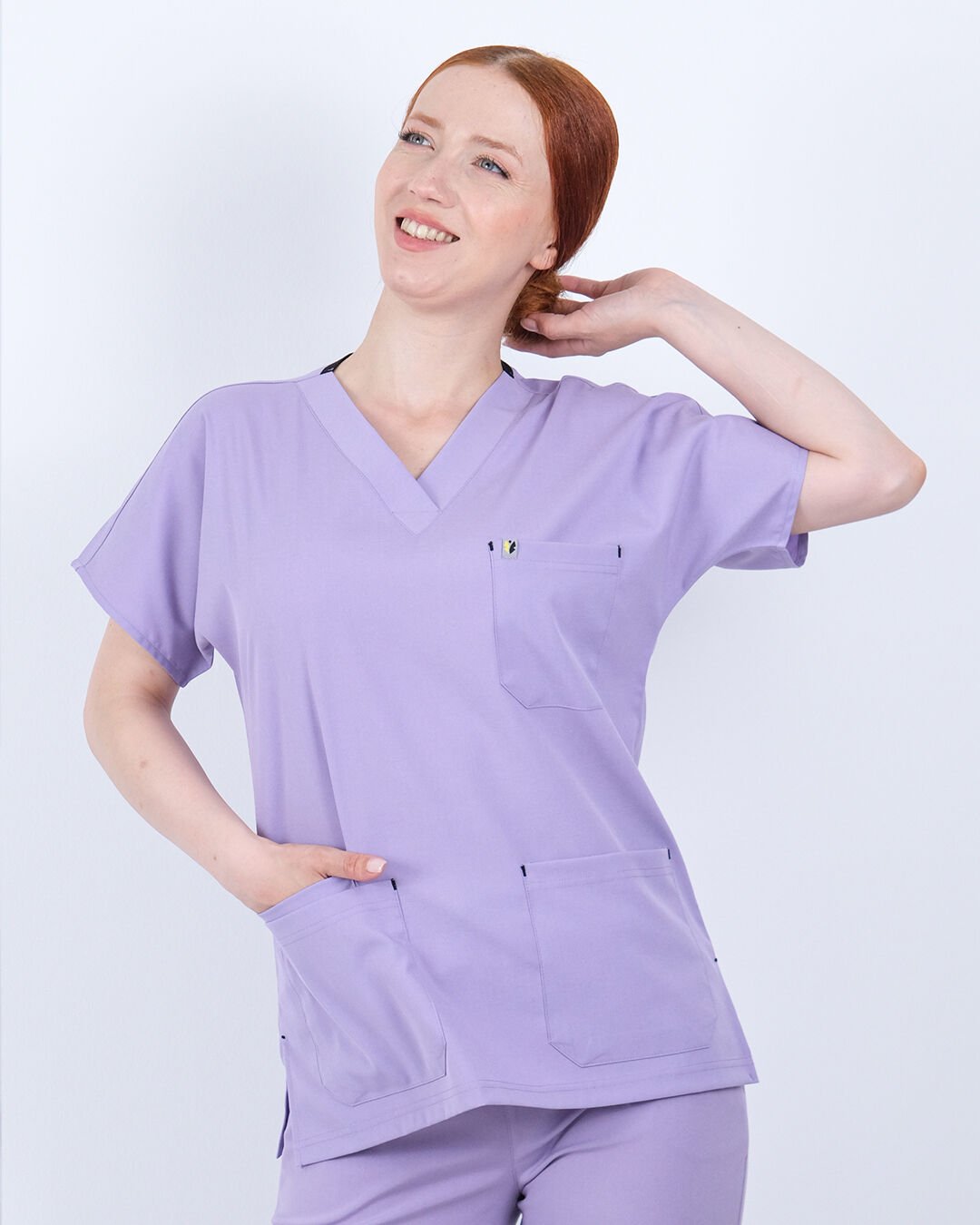 Lila Likralı Cerrahi Kol Tek Üst