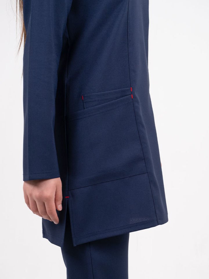 Hipo Tutmayan Kumaş ( Likrasız ) Lacivert Tesettür Takım (Uzun Boy)