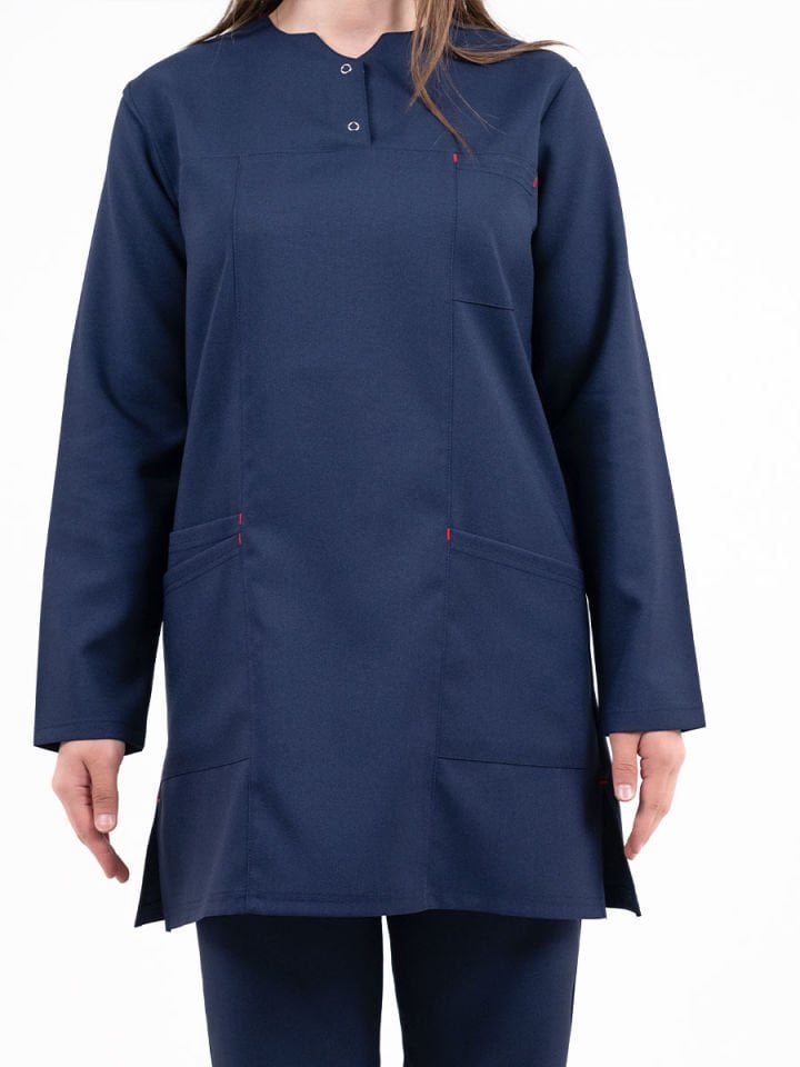 Hipo Tutmayan Kumaş ( Likrasız ) Lacivert Tesettür Takım (Uzun Boy)