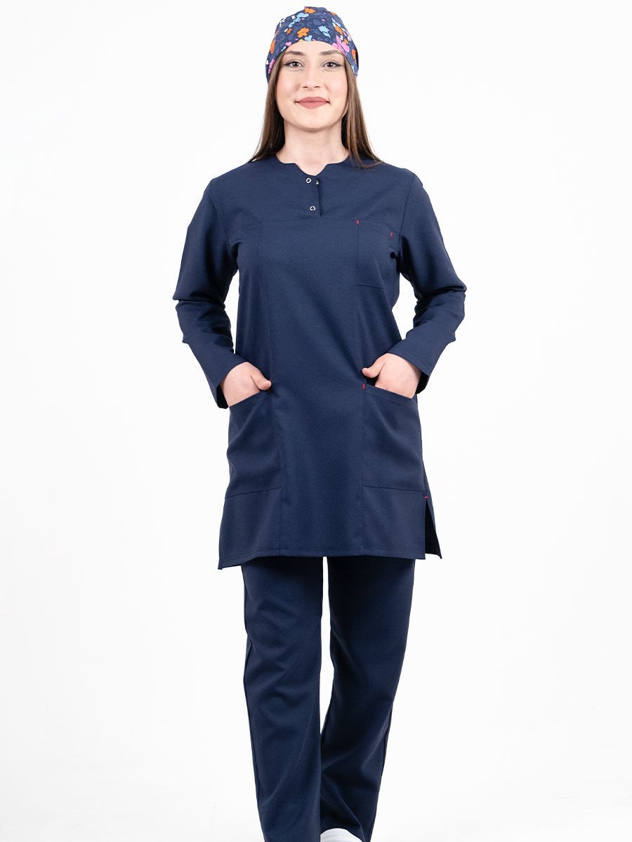 Hipo Tutmayan Kumaş ( Likrasız ) Lacivert Tesettür Takım (Uzun Boy)