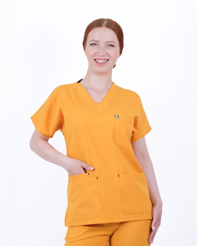 Hardal Sarısı Likralı Cerrahi Kol Tek Üst