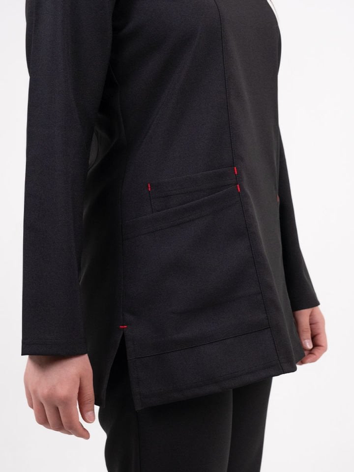 Hipo Tutmayan Kumaş ( Likrasız ) Siyah Tesettür Takım (Kısa Boy)