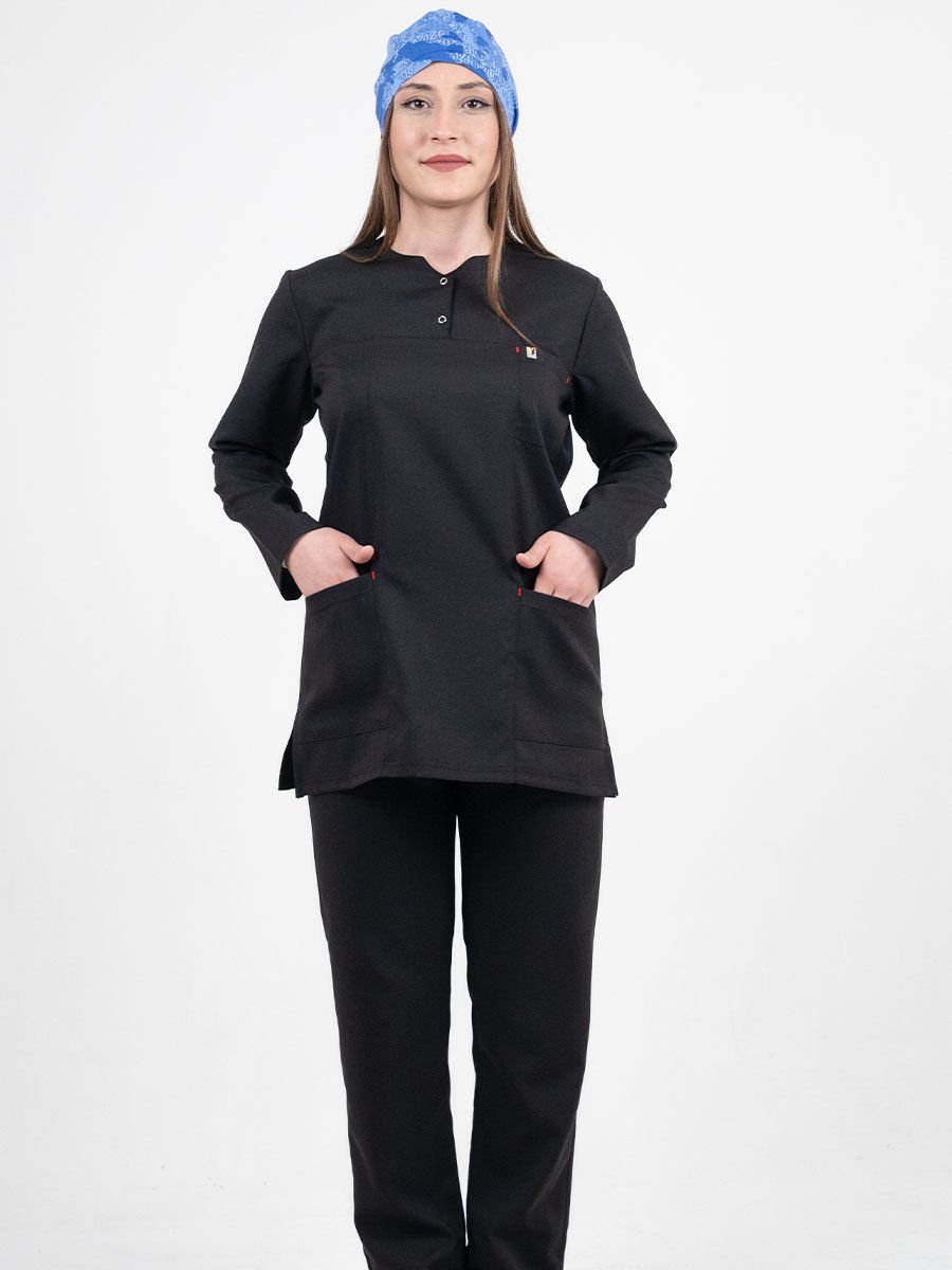 Hipo Tutmayan Kumaş ( Likrasız ) Siyah Tesettür Takım (Kısa Boy)