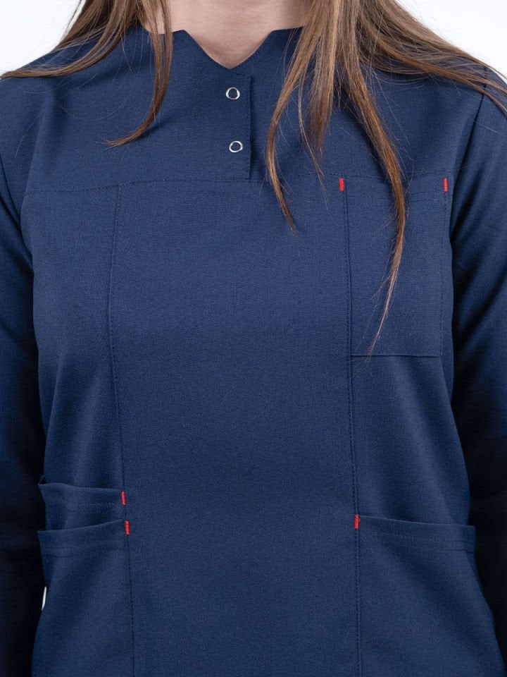 Hipo Tutmayan Kumaş ( Likrasız ) Lacivert Tesettür Takım (Kısa Boy)