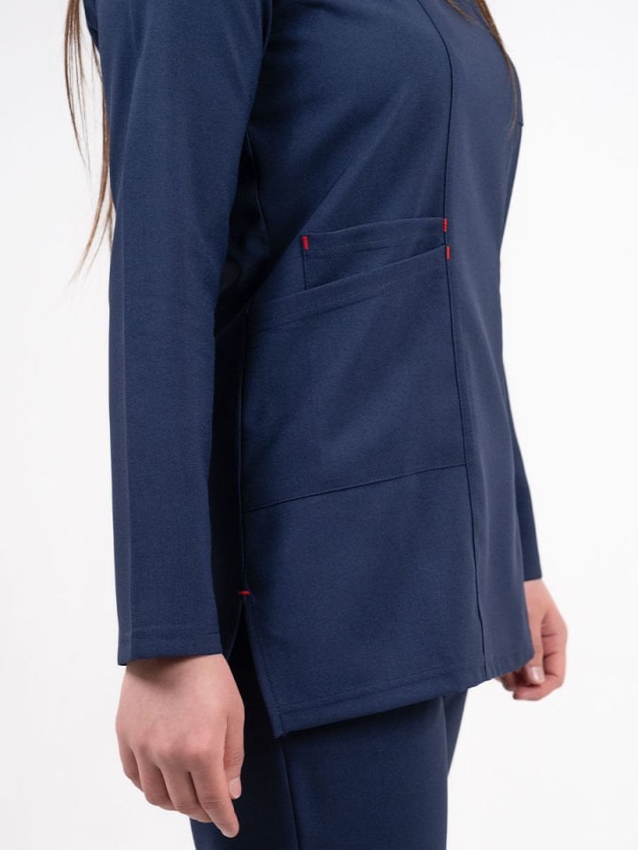 Hipo Tutmayan Kumaş ( Likrasız ) Lacivert Tesettür Takım (Kısa Boy)