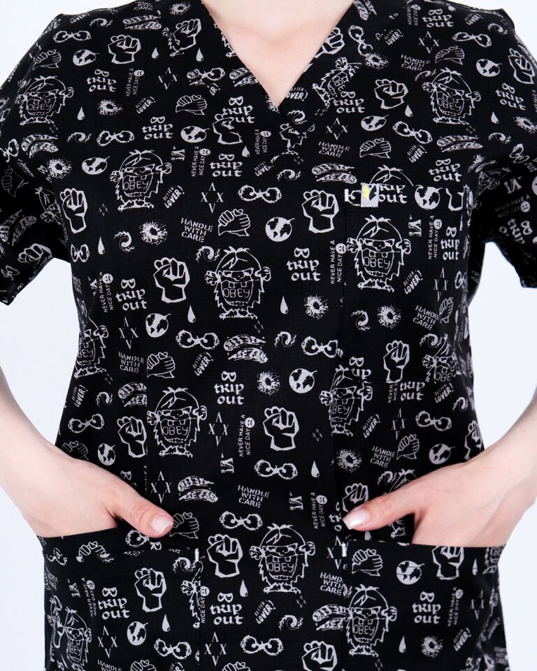 Yumruk Desenli Likralı Cerrahi Kol Tek Üst