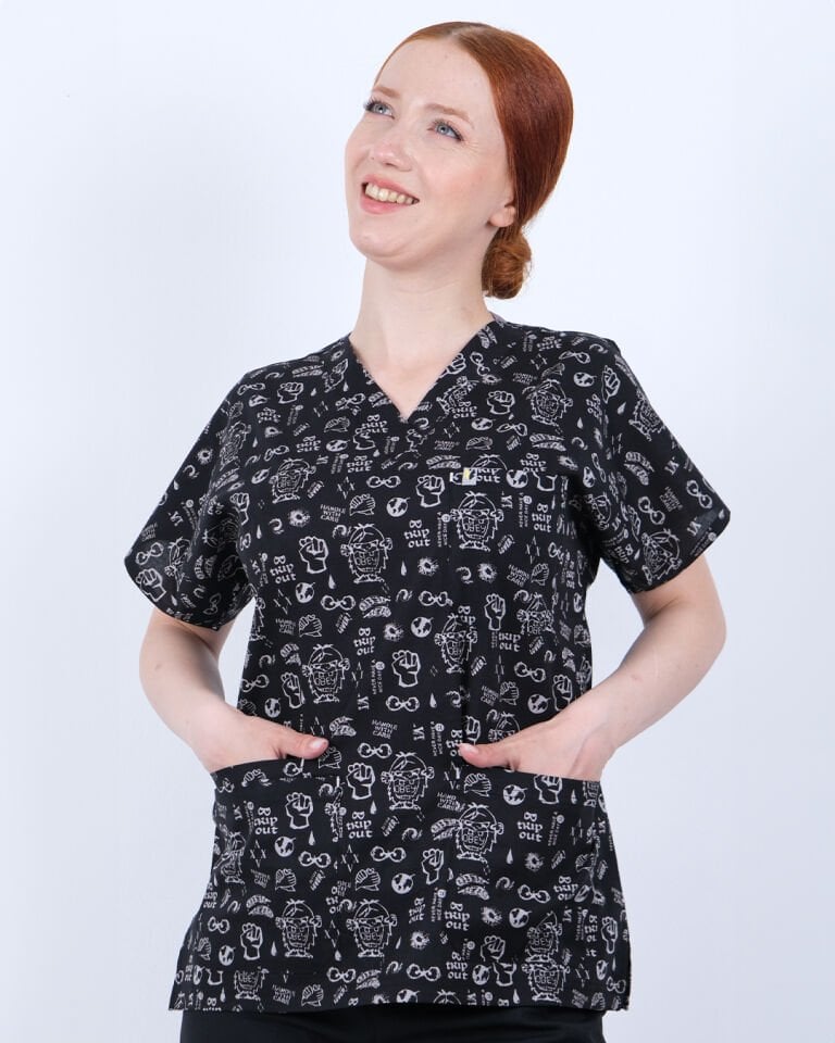 Yumruk Desenli Likralı Cerrahi Kol Tek Üst