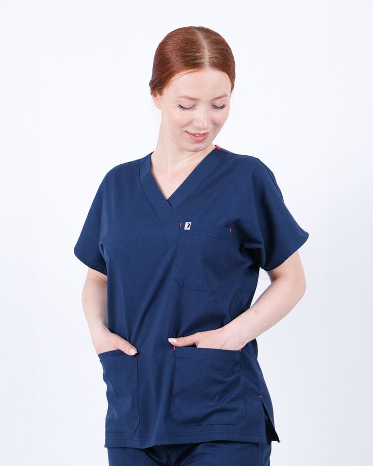 Açık Lacivert Likralı Cerrahi Kol Takım