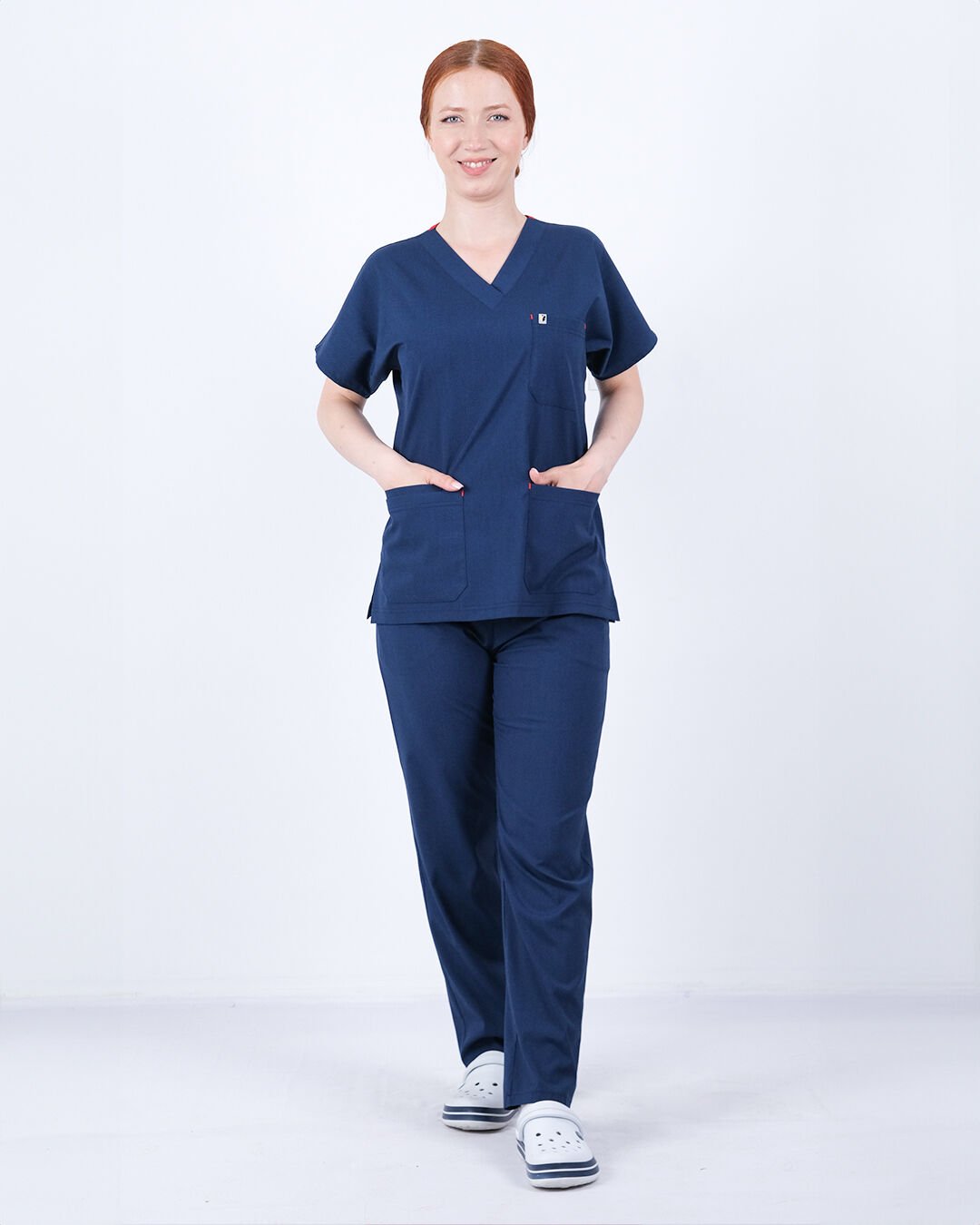 Açık Lacivert Likralı Cerrahi Kol Takım