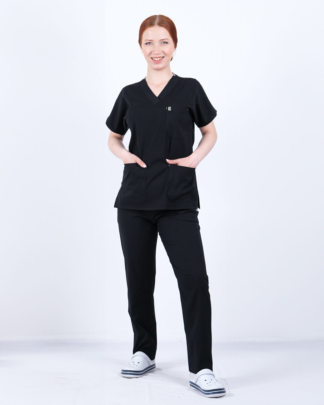 Hipo Tutmayan Kumaş ( Likrasız ) Siyah Cerrahi Kol Takım