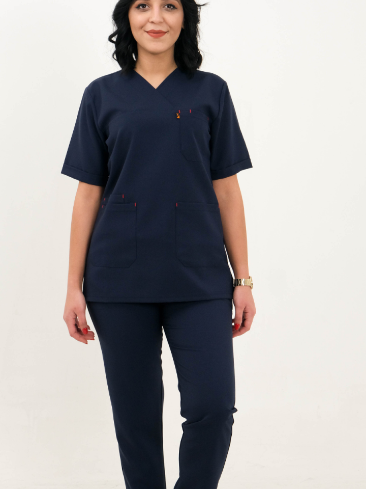 Hipo Tutmayan Kumaş ( Likrasız ) Lacivert Takma Kol Takım