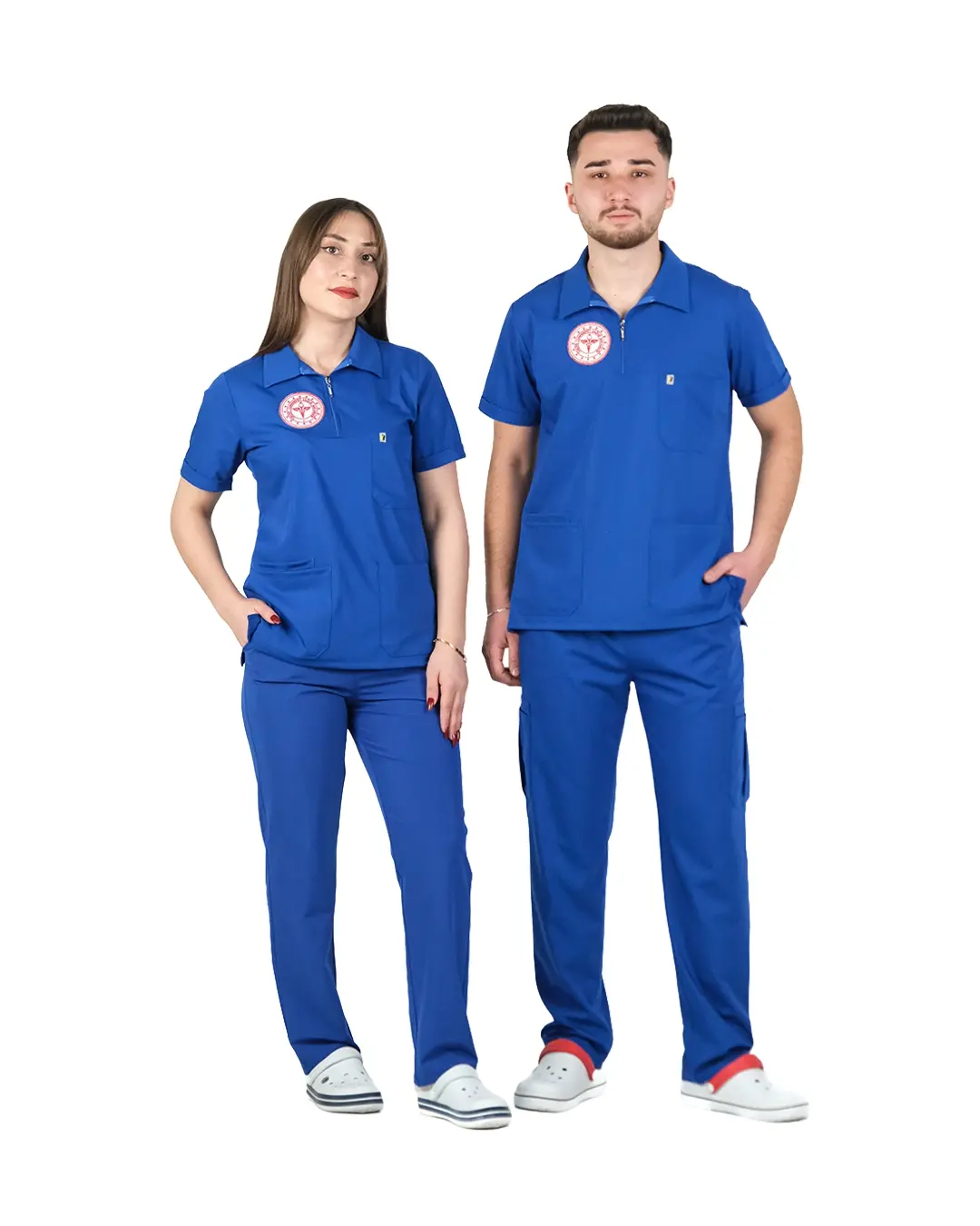 11-4 Temizlik Personeli Forması (Dazzling Blue) Likralı Polo Yaka Takım - Görsel 1